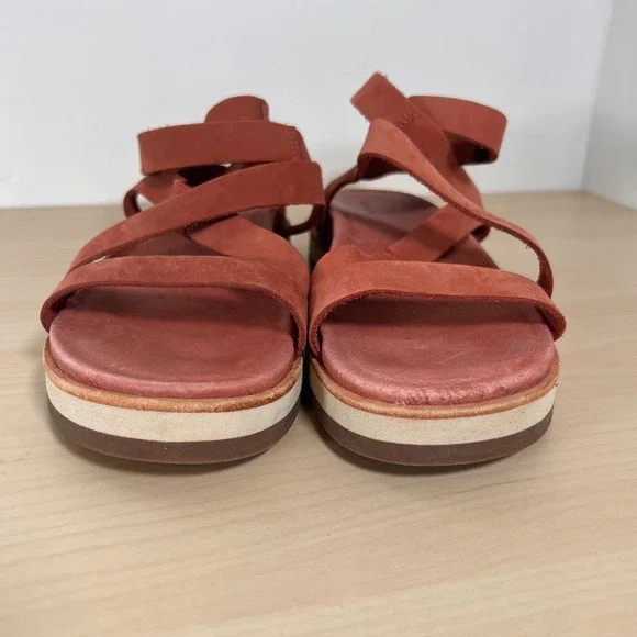 Merrell Redwood Sandals Womens 9 Red Brown Leather Strappy Platform J000572 - Picture 4 of 9